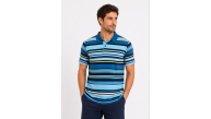Erkek Çizgili Polo Yaka Tişört Kısa Kol Yazlık T-Shirt Regular Fit - Mavi Erkek Çizgili Polo Yaka Tişört Kısa Kol Yazlık T-Shirt Regular Fit - Mavi