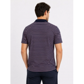 Erkek Pike Kumaş Gül Kurusu Çizgili Polo Yaka Tişört Kısa Kol T-Shirt - Siyah