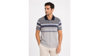 Erkek Flamlı Penye Çizgili Polo Yaka Tişört Kısa Kol Yazlık T-Shirt - Gri Erkek Flamlı Penye Çizgili Polo Yaka Tişört Kısa Kol Yazlık T-Shirt - Gri