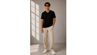 Erkek V Yaka Basic Tişört Kısa Kol Yazlık Regular Fit T-Shirt - Siyah Erkek V Yaka Basic Tişört Kısa Kol Yazlık Regular Fit T-Shirt - Siyah