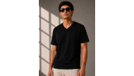 Erkek V Yaka Basic Tişört Kısa Kol Yazlık Regular Fit T-Shirt - Siyah Erkek V Yaka Basic Tişört Kısa Kol Yazlık Regular Fit T-Shirt - Siyah