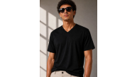 Erkek V Yaka Basic Tişört Kısa Kol Yazlık Regular Fit T-Shirt - Siyah Erkek V Yaka Basic Tişört Kısa Kol Yazlık Regular Fit T-Shirt - Siyah