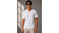 Erkek V Yaka Basic Tişört Kısa Kol Yazlık Regular Fit T-Shirt - Beyaz Erkek V Yaka Basic Tişört Kısa Kol Yazlık Regular Fit T-Shirt - Beyaz