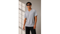 Erkek V Yaka Basic Tişört Kısa Kol Yazlık Regular Fit T-Shirt - Gri Erkek V Yaka Basic Tişört Kısa Kol Yazlık Regular Fit T-Shirt - Gri