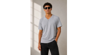 Erkek V Yaka Basic Tişört Kısa Kol Yazlık Regular Fit T-Shirt - Gri Erkek V Yaka Basic Tişört Kısa Kol Yazlık Regular Fit T-Shirt - Gri