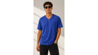 Erkek V Yaka Basic Tişört Kısa Kol Yazlık Regular Fit T-Shirt - Saks Mavisi Erkek V Yaka Basic Tişört Kısa Kol Yazlık Regular Fit T-Shirt - Saks Mavisi