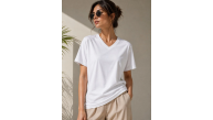 Kadın V Yaka Basic Tişört Kısa Kol Yazlık Regular Fit T-Shirt - Beyaz Kadın V Yaka Basic Tişört Kısa Kol Yazlık Regular Fit T-Shirt - Beyaz