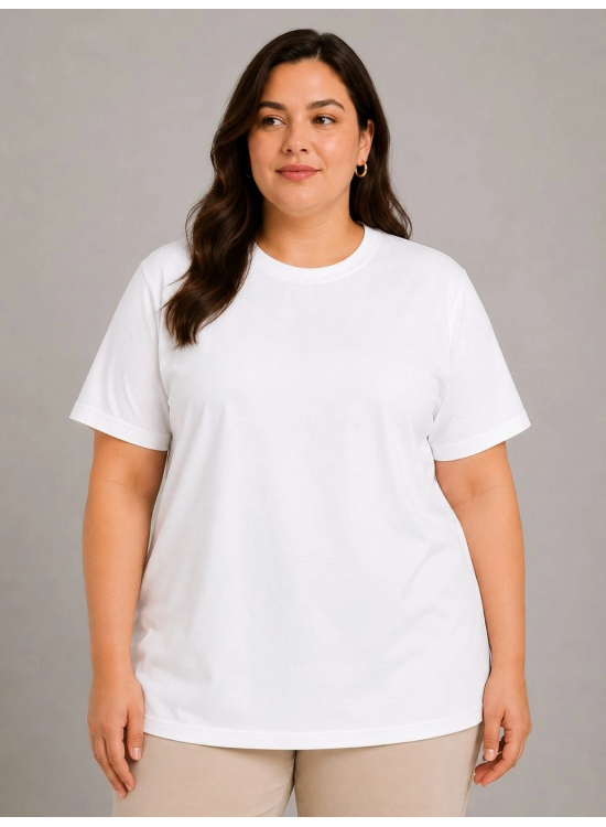 Kadın Battal Big Size Basic Tişört Bisiklet Yaka Rahat Kalıp T-Shirt - Beyaz Kadın Battal Big Size Basic Tişört Bisiklet Yaka Rahat Kalıp T-Shirt - Beyaz