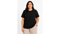 Kadın Battal Big Size Basic Tişört Bisiklet Yaka Rahat Kalıp T-Shirt - Siyah Kadın Battal Big Size Basic Tişört Bisiklet Yaka Rahat Kalıp T-Shirt - Siyah