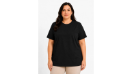 Kadın Battal Big Size Basic Tişört Bisiklet Yaka Rahat Kalıp T-Shirt - Siyah Kadın Battal Big Size Basic Tişört Bisiklet Yaka Rahat Kalıp T-Shirt - Siyah