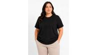 Kadın Battal Big Size Basic Tişört Bisiklet Yaka Rahat Kalıp T-Shirt - Siyah Kadın Battal Big Size Basic Tişört Bisiklet Yaka Rahat Kalıp T-Shirt - Siyah