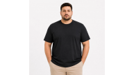 Erkek Battal Big Size Basic Tişört Bisiklet Yaka Rahat Kalıp T-Shirt - Siyah