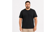 Erkek Battal Big Size Basic Tişört Bisiklet Yaka Rahat Kalıp T-Shirt - Siyah