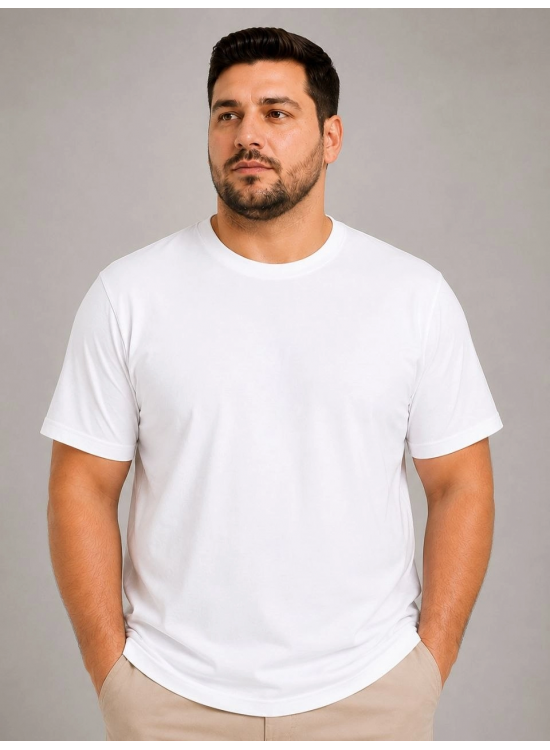 Erkek Battal Big Size Basic Tişört Bisiklet Yaka Rahat Kalıp T-Shirt - Beyaz Erkek Battal Big Size Basic Tişört Bisiklet Yaka Rahat Kalıp T-Shirt - Beyaz