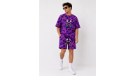 Erkek Oversize Kalıp Pubg Bape X Shark Nakışlı Cepli Şort Takım - Mor Erkek Oversize Kalıp Pubg Bape X Shark Nakışlı Cepli Şort Takım - Mor