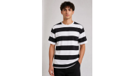 Erkek Çizgili Oversize Tişört Bisiklet Yaka Kısa Kol Yazlık T-Shirt - Siyah Erkek Çizgili Oversize Tişört Bisiklet Yaka Kısa Kol Yazlık T-Shirt - Siyah