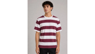 Erkek Çizgili Oversize Tişört Bisiklet Yaka Kısa Kol Yazlık T-Shirt - Bordo Erkek Çizgili Oversize Tişört Bisiklet Yaka Kısa Kol Yazlık T-Shirt - Bordo