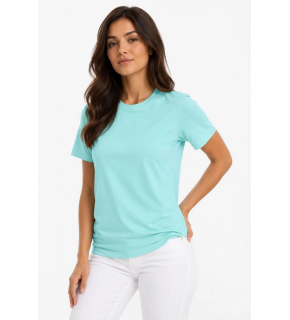 Kadın T-Shirt Bisiklet Yaka Slim Fit Likralı Tişört Günlük Basic Body - Turkuaz