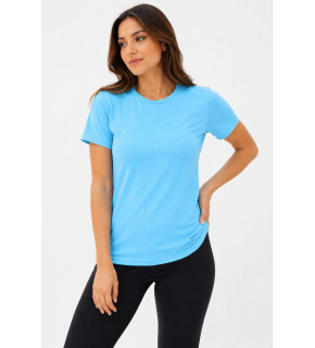 Kadın Basic Tişört Bisiklet Yaka Kısa Kol Günlük Yazlık Slim fit T-Shirt - Turkuaz