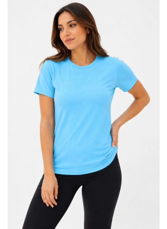 Kadın Basic Tişört Bisiklet Yaka Kısa Kol Günlük Yazlık Slim fit T-Shirt - Turkuaz Kadın Basic Tişört Bisiklet Yaka Kısa Kol Günlük Yazlık Slim fit T-Shirt - Turkuaz
