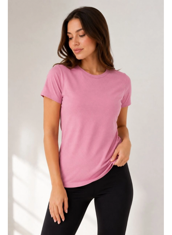 Kadın Basic Tişört Bisiklet Yaka Kısa Kol Günlük Yazlık Slim fit T-Shirt - Pembe Kadın Basic Tişört Bisiklet Yaka Kısa Kol Günlük Yazlık Slim fit T-Shirt - Pembe