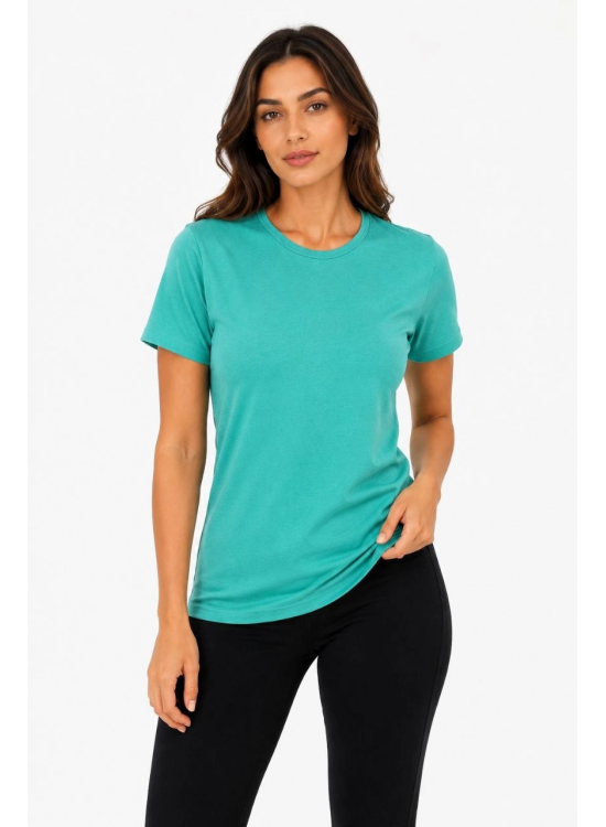 Kadın Basic Tişört Bisiklet Yaka Kısa Kol Günlük Yazlık Slim fit T-Shirt - Su Yeşili Kadın Basic Tişört Bisiklet Yaka Kısa Kol Günlük Yazlık Slim fit T-Shirt - Su Yeşili