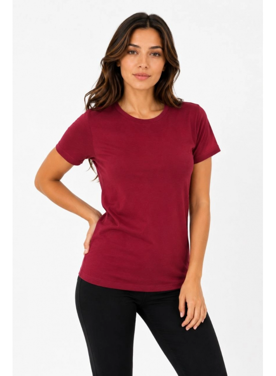 Kadın Basic Tişört Bisiklet Yaka Kısa Kol Günlük Yazlık Slim fit T-Shirt - Bordo Kadın Basic Tişört Bisiklet Yaka Kısa Kol Günlük Yazlık Slim fit T-Shirt - Bordo