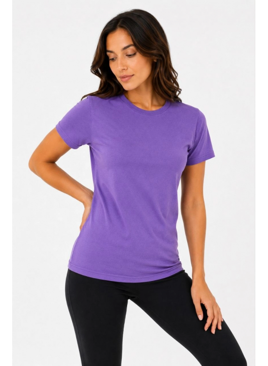 Kadın Basic Tişört Bisiklet Yaka Kısa Kol Günlük Yazlık Slim fit T-Shirt - Mor Kadın Basic Tişört Bisiklet Yaka Kısa Kol Günlük Yazlık Slim fit T-Shirt - Mor