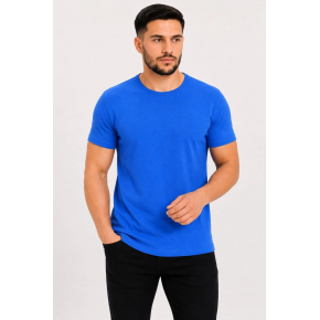 Erkek Basic Tişört Bisiklet Yaka Kısa Kol Günlük Yazlık Slim fit T-Shirt - Saks Mavisi