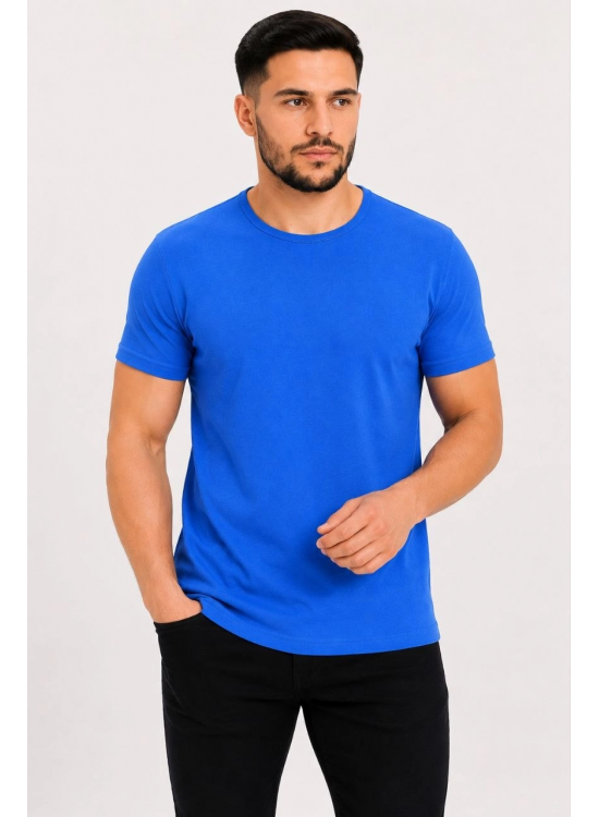 Erkek Basic Tişört Bisiklet Yaka Kısa Kol Günlük Yazlık Slim fit T-Shirt - Saks Mavisi Erkek Basic Tişört Bisiklet Yaka Kısa Kol Günlük Yazlık Slim fit T-Shirt - Saks Mavisi
