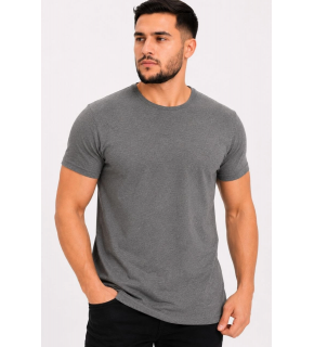 Erkek Basic Tişört Bisiklet Yaka Kısa Kol Günlük Yazlık Slim fit T-Shirt - Antrasit