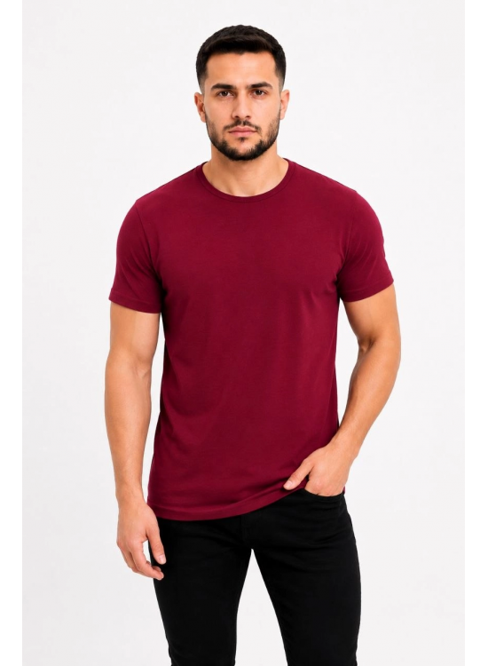 Erkek Basic Tişört Bisiklet Yaka Kısa Kol Günlük Yazlık Slim fit T-Shirt - Bordo Erkek Basic Tişört Bisiklet Yaka Kısa Kol Günlük Yazlık Slim fit T-Shirt - Bordo