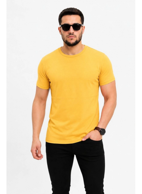 Erkek Basic Tişört Bisiklet Yaka Kısa Kol Günlük Yazlık Slim fit T-Shirt - Sarı Erkek Basic Tişört Bisiklet Yaka Kısa Kol Günlük Yazlık Slim fit T-Shirt - Sarı