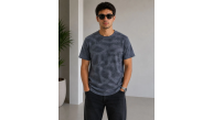 Erkek Batik Desenli Tişört Bisiklet Yaka Kısa Kol Regular Fit T-shirt - Füme Erkek Batik Desenli Tişört Bisiklet Yaka Kısa Kol Regular Fit T-shirt - Füme