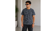 Erkek Batik Desenli Tişört Bisiklet Yaka Kısa Kol Regular Fit T-shirt - Füme Erkek Batik Desenli Tişört Bisiklet Yaka Kısa Kol Regular Fit T-shirt - Füme