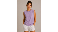 Kadın Kontrast Biyeli Kolsuz Atlet Bisiklet Yaka Yazlık Basic Atlet - Mor Kadın Kontrast Biyeli Kolsuz Atlet Bisiklet Yaka Yazlık Basic Atlet - Mor