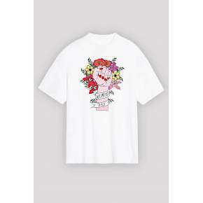 8 Mart Dünya Kadınlar Günü Baskılı Oversize Bisiklet Yaka T-shirt - Beyaz
