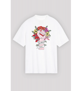 8 Mart Dünya Kadınlar Günü Baskılı Oversize Bisiklet Yaka T-shirt - Beyaz