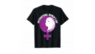 8 Mart Dünya Kadınlar Günü Baskılı Oversize Bisiklet Yaka T-shirt - Siyah