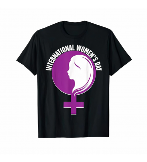 8 Mart Dünya Kadınlar Günü Baskılı Oversize Bisiklet Yaka T-shirt - Siyah