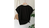 Anneler Günü Hediye Anne Temalı Baskılı Oversize Bisiklet Yaka T-shirt - Siyah