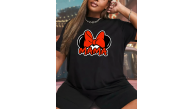 Anneler Günü Hediye Anne Temalı Baskılı Oversize Bisiklet Yaka T-shirt - Siyah