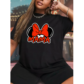 Anneler Günü Hediye Anne Temalı Baskılı Oversize Bisiklet Yaka T-shirt - Siyah