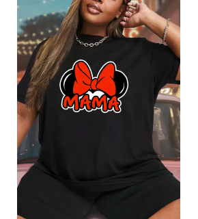 Anneler Günü Hediye Anne Temalı Baskılı Oversize Bisiklet Yaka T-shirt - Siyah