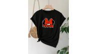 Anneler Günü Hediye Anne Temalı Baskılı Oversize Bisiklet Yaka T-shirt - Siyah