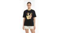 Anneler Günü Hediye Anne Kız Temalı Baskılı Oversize Bisiklet Yaka T-shirt - Siyah