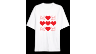 Anneler Günü Hediye MOM Kalp Baskılı Oversize Bisiklet Yaka T-shirt - Beyaz