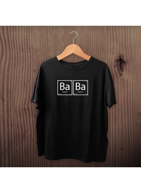 Babalar Günü Hediye Baba Temalı Baskılı Oversize Bisiklet Yaka T-shirt - Siyah