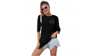 Kadın Baskılı T-Shirt Kısa Kol Bisiklet Yaka Oversize Rahat Kalıp Tişört - Siyah Kadın Baskılı T-Shirt Kısa Kol Bisiklet Yaka Oversize Rahat Kalıp Tişört - Siyah