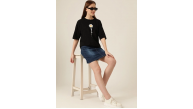 Kadın Papatya Baskılı T-Shirt Kısa Kol Bisiklet Yaka Oversize Tişört - Siyah Kadın Papatya Baskılı T-Shirt Kısa Kol Bisiklet Yaka Oversize Tişört - Siyah